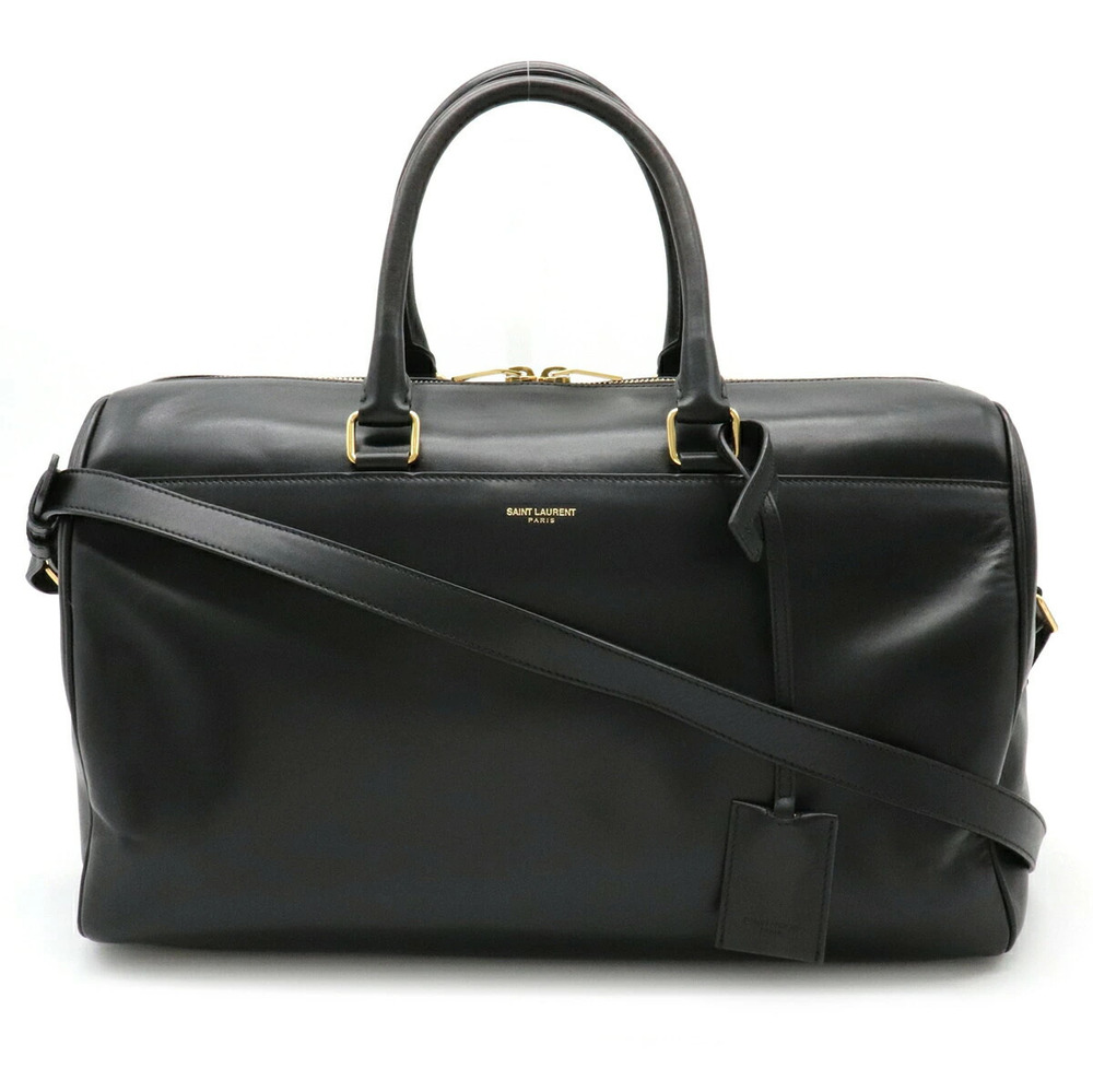 SAINT LAURENT PARIS Saint Duffle Boston Bag Shoulder Leather Black